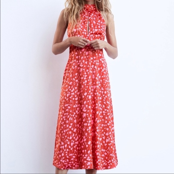 Zara | Dresses | Nwt Zara Printed Halter Neck Midi S | Poshmark